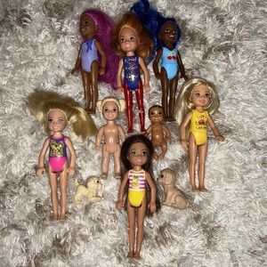 Barbie Club Chelsea Friends Little Sister Dolls Lot Of 10 Dog Baby Black African